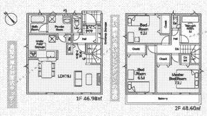 豊田市大林町、新築一戸建ての間取り画像です