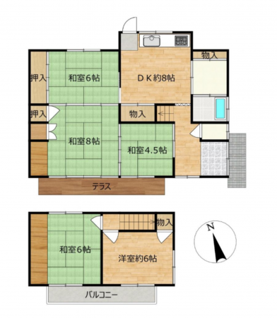 豊田市秋葉町、中古一戸建ての間取り画像です