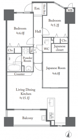 豊田市御幸本町、マンションの間取り画像です