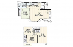 豊田市平山町、中古一戸建ての間取り画像です