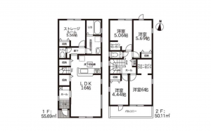 豊田市越戸町、新築一戸建ての間取り画像です