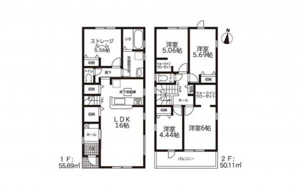 豊田市越戸町、新築一戸建ての間取り画像です