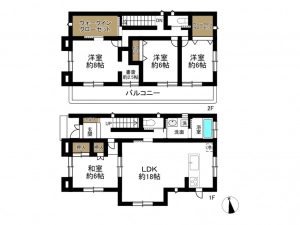 豊田市朝日ケ丘、中古一戸建ての間取り画像です