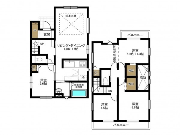 豊田市明和町、新築一戸建ての間取り画像です