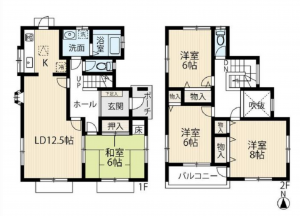 豊田市大清水町、中古一戸建ての間取り画像です