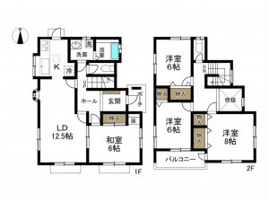 豊田市大清水町、中古一戸建ての間取り画像です