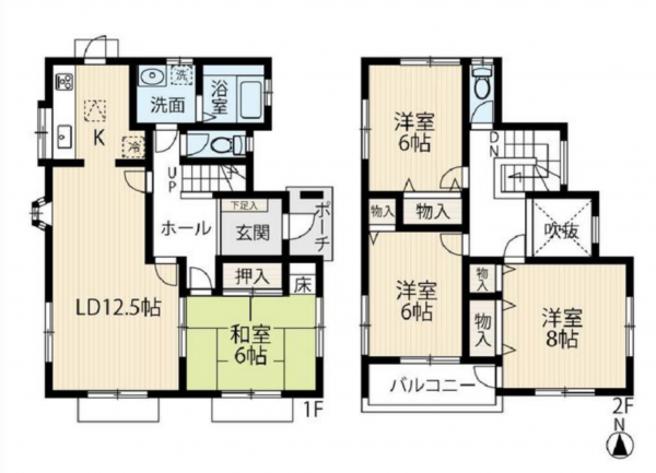 豊田市大清水町、中古一戸建ての間取り画像です