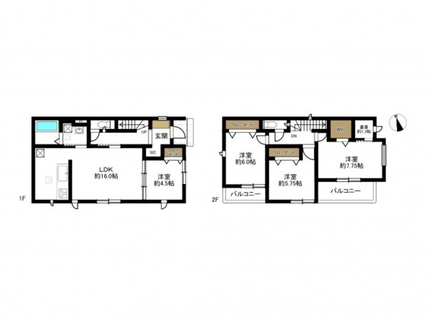 豊田市美里、新築一戸建ての間取り画像です