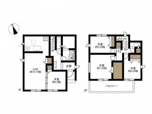 豊田市美里、新築一戸建ての間取り画像です
