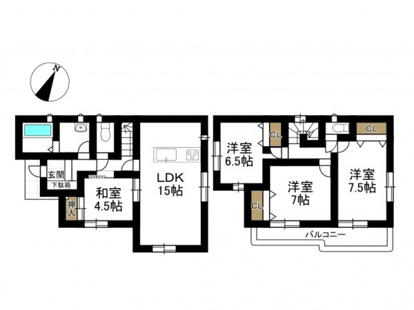 豊田市柿本町、中古一戸建ての間取り画像です