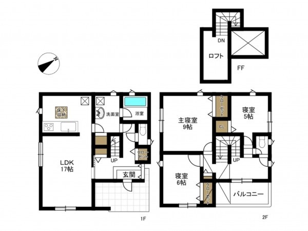 豊田市鴛鴨町、新築一戸建ての間取り画像です