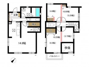 豊田市宮上町、中古一戸建ての間取り画像です