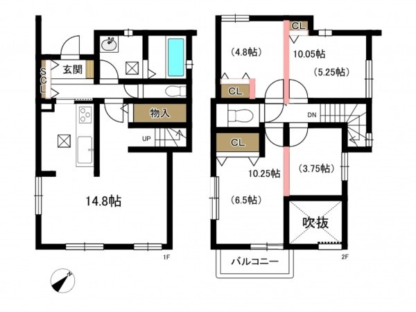 豊田市宮上町、中古一戸建ての間取り画像です