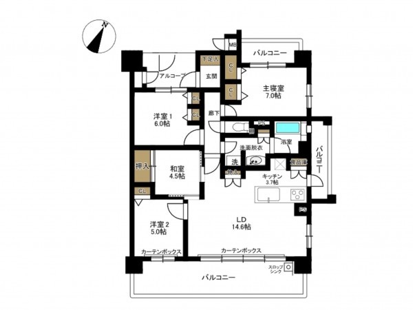 豊田市田中町、マンションの間取り画像です