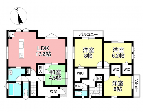 豊田市上郷町、中古一戸建ての間取り画像です
