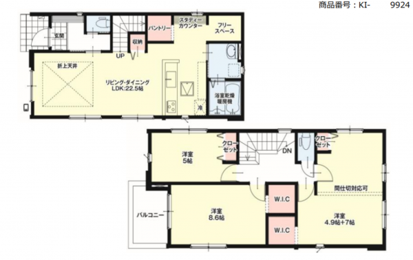 豊田市美里、新築一戸建ての間取り画像です
