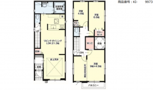 豊田市美里、新築一戸建ての間取り画像です