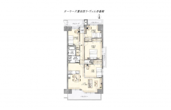 豊田市柿本町、マンションの間取り画像です