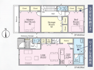 豊田市明和町、新築一戸建ての間取り画像です