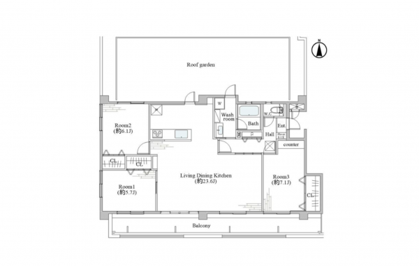 豊田市下林町、マンションの間取り画像です