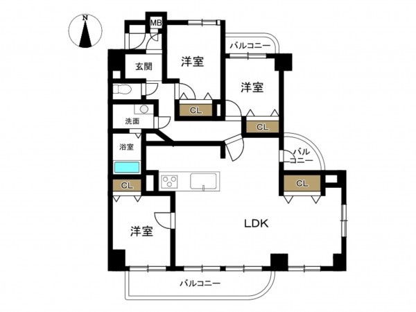 豊田市清水町、マンションの間取り画像です