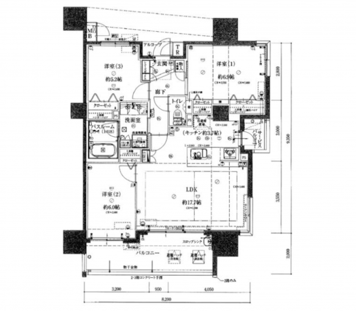 豊田市豊栄町、マンションの間取り画像です