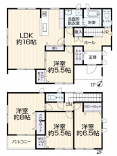 豊田市若林東町、中古一戸建ての間取り画像です