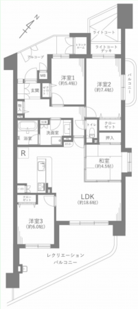 豊田市前山町、マンションの間取り画像です