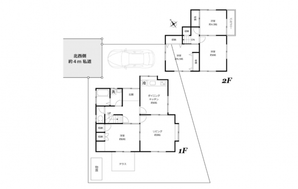 豊田市平戸橋町、中古一戸建ての間取り画像です