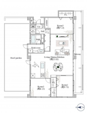 豊田市下林町、マンションの間取り画像です
