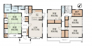 豊田市高美町、中古一戸建ての間取り画像です