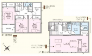 豊田市朝日町、新築一戸建ての間取り画像です