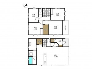 豊田市明和町、中古一戸建ての間取り画像です