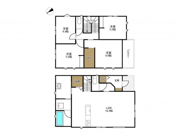 豊田市明和町、中古一戸建ての間取り画像です