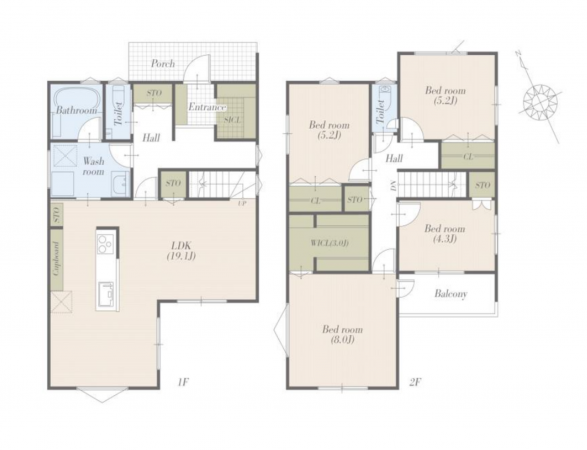 豊田市野見山町、新築一戸建ての間取り画像です