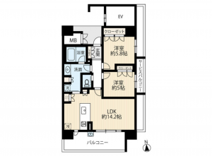 豊田市挙母町、マンションの間取り画像です