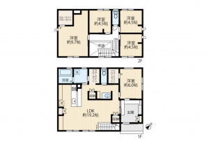 豊田市越戸町、中古一戸建ての間取り画像です