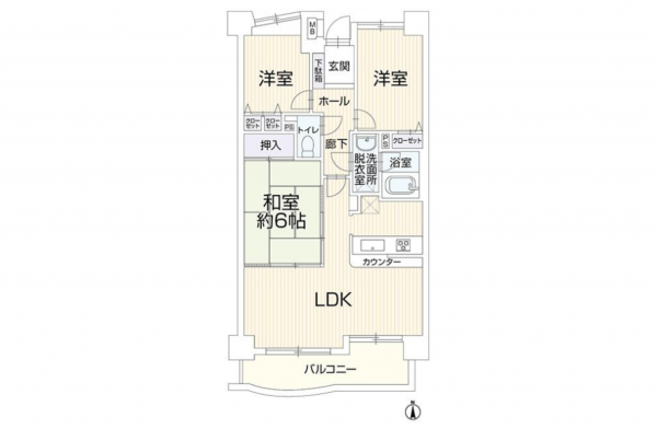 豊田市田中町、マンションの間取り画像です