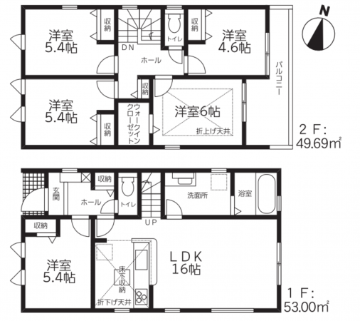 豊田市野見山町、新築一戸建ての間取り画像です