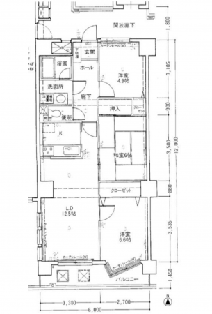 豊田市梅坪町、マンションの間取り画像です