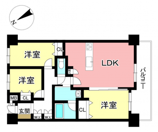 豊田市大林町、マンションの間取り画像です
