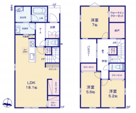 豊田市秋葉町、新築一戸建ての間取り画像です
