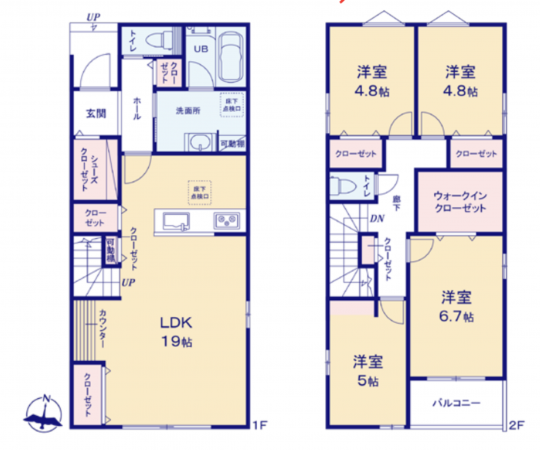 豊田市秋葉町、新築一戸建ての間取り画像です