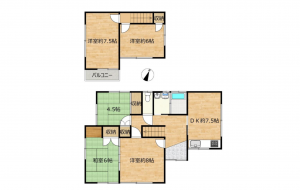 豊田市朝日町、中古一戸建ての間取り画像です