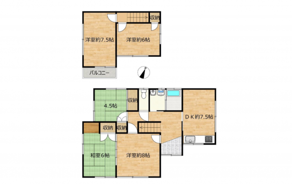 豊田市朝日町、中古一戸建ての間取り画像です