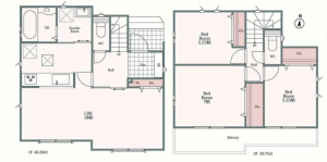 豊田市寺部町、新築一戸建ての間取り画像です