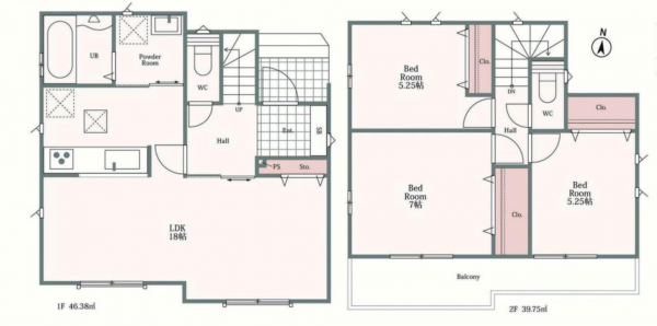 豊田市寺部町、新築一戸建ての間取り画像です