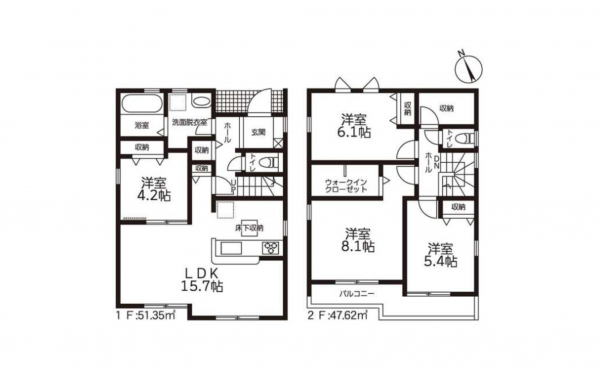 豊田市市木町、新築一戸建ての間取り画像です