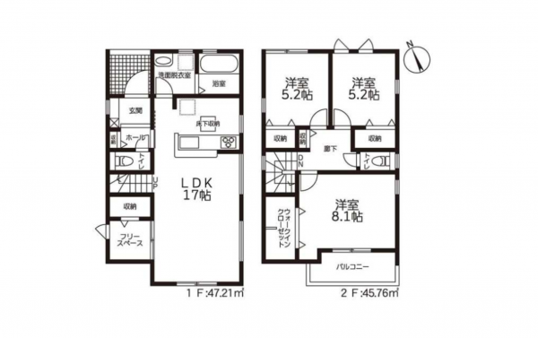 豊田市市木町、新築一戸建ての間取り画像です