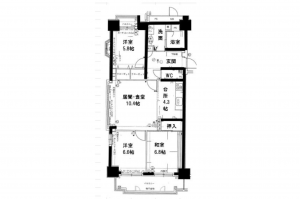 豊田市神田町、マンションの間取り画像です